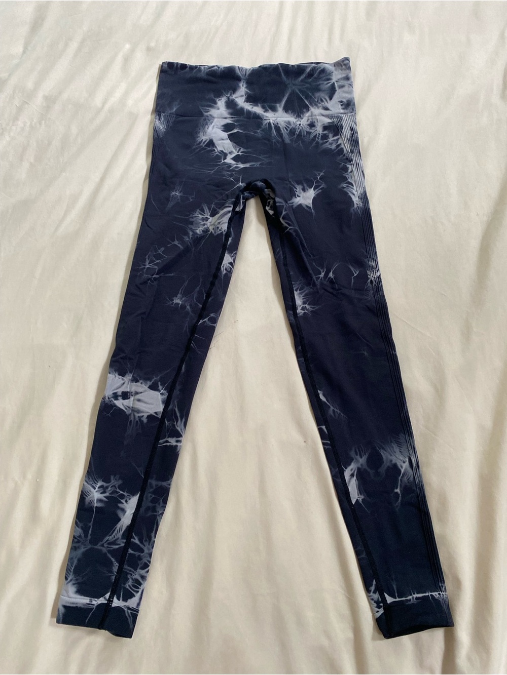 SHEIN Navy and White Tie-Dye High-Waist Leggings